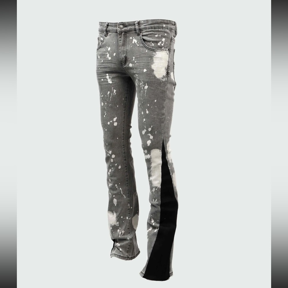 Charcoal Drip Flare Denim Jeans W34